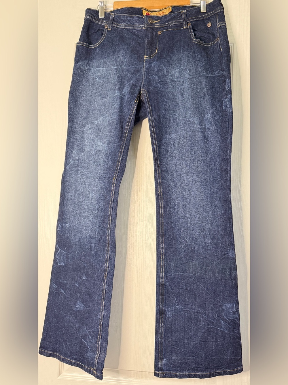 Apple Bottoms Vintage Y2K Jeans 13/14 Dark Wash Bootcut 98% Cotton Embroidered